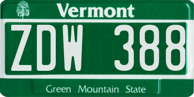 VT license plate ZDW388