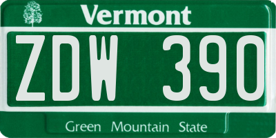VT license plate ZDW390