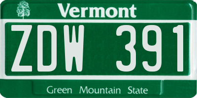 VT license plate ZDW391
