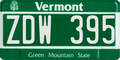 VT license plate ZDW395