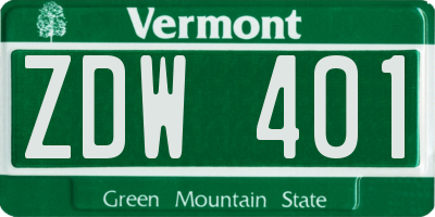 VT license plate ZDW401