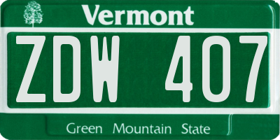 VT license plate ZDW407