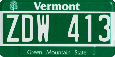 VT license plate ZDW413