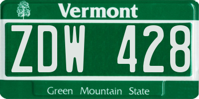 VT license plate ZDW428