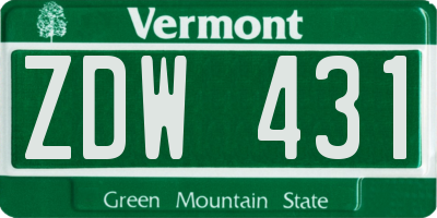 VT license plate ZDW431