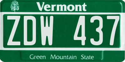 VT license plate ZDW437
