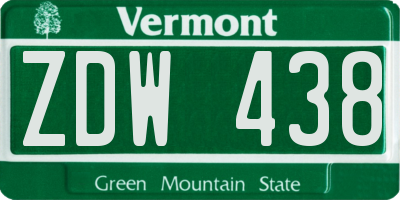 VT license plate ZDW438