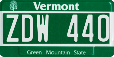 VT license plate ZDW440