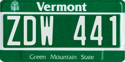 VT license plate ZDW441