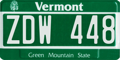 VT license plate ZDW448