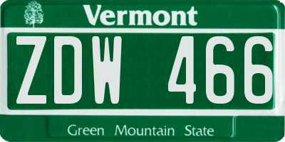 VT license plate ZDW466