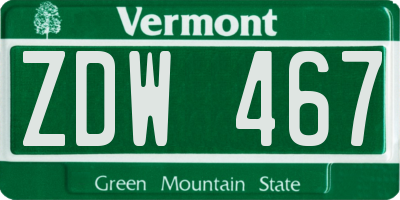 VT license plate ZDW467