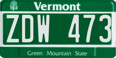 VT license plate ZDW473