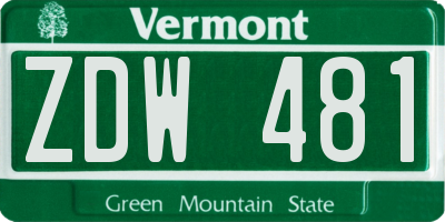 VT license plate ZDW481