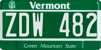 VT license plate ZDW482