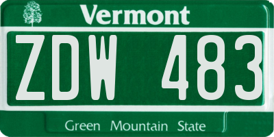 VT license plate ZDW483