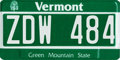 VT license plate ZDW484