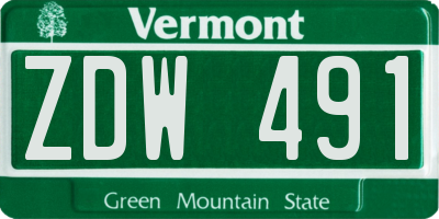 VT license plate ZDW491