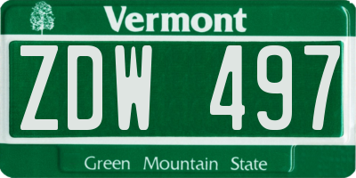 VT license plate ZDW497