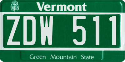 VT license plate ZDW511