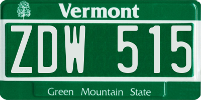VT license plate ZDW515