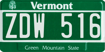 VT license plate ZDW516
