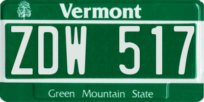 VT license plate ZDW517