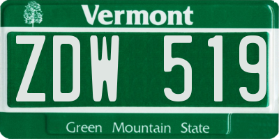 VT license plate ZDW519