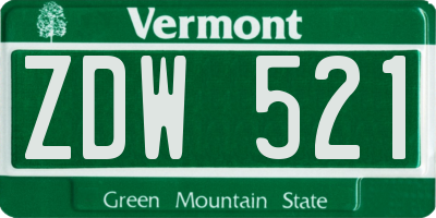 VT license plate ZDW521