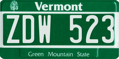 VT license plate ZDW523