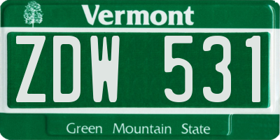 VT license plate ZDW531