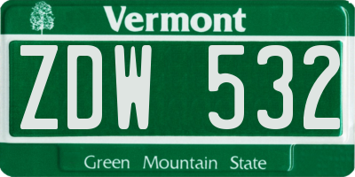 VT license plate ZDW532