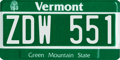 VT license plate ZDW551