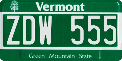 VT license plate ZDW555