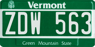 VT license plate ZDW563