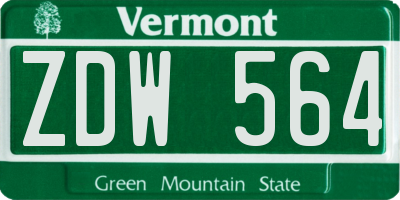 VT license plate ZDW564
