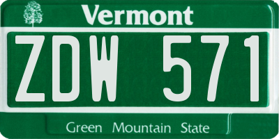 VT license plate ZDW571