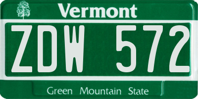 VT license plate ZDW572
