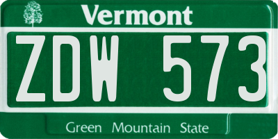 VT license plate ZDW573