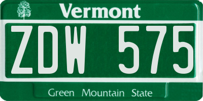 VT license plate ZDW575