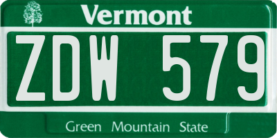 VT license plate ZDW579