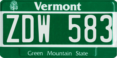 VT license plate ZDW583