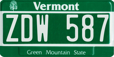 VT license plate ZDW587