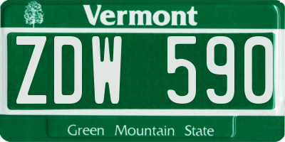 VT license plate ZDW590