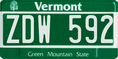 VT license plate ZDW592
