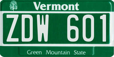 VT license plate ZDW601