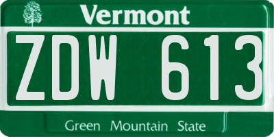 VT license plate ZDW613