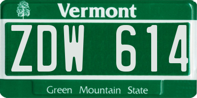 VT license plate ZDW614