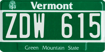 VT license plate ZDW615