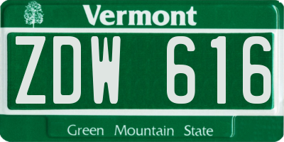 VT license plate ZDW616